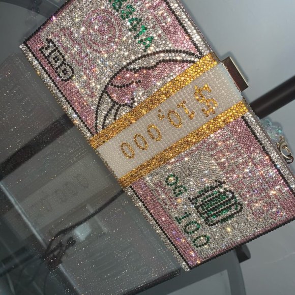 PINK CRYSTAL MONEY BAG - Picture 3 of 4